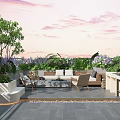 Rooftop Garden With Outdoor Seating Green Plants And Stone Flooring For Relaxation