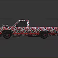 Modified Racing Truck With Pink And White Floral Pattern And Roof Spoiler