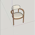 Comfortable Leisure Chair With White Padded Seat Wooden Armrests And Gray Patterned Wall Marble Floor