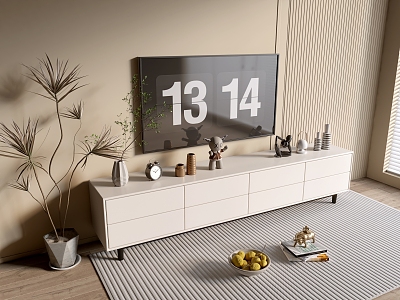 Modern Cream Style TV Cabinet Whole Cabinet Sideboard Cabinet Balcony Cabinet Storage Cabinet Entrance Cabinet 3d model