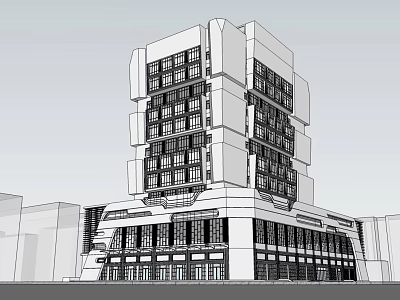 Modern Multi Storey Office Building With Large Glass Windows And Ground Floor Entrance 3d model