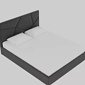 Modern Double Bed with Gray Geometric Headboard and White Mattress