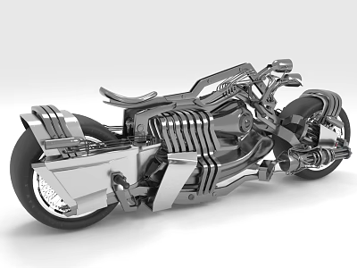 Futuristic Modern Motorcycle With Sleek Metallic Body And Streamlined Aerodynamic Structure 3d model