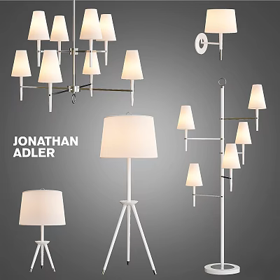 Jonathan Adler Stylish Chandeliers With White Lamp Shades And Modern Designs 3d model