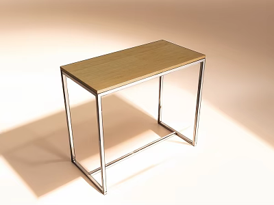 Modern Coffee Table With Wooden Top And Sleek Metal Frame Design 3d model