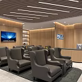 Modern Lounge Area Interior With Wooden Decor Comfortable Seating TV Screen And Green Plants