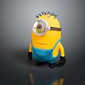 Minion Character From Animated Movie With Yellow Body Blue Overalls And Single Large Eye
