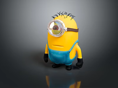 Minion Character From Animated Movie With Yellow Body Blue Overalls And Single Large Eye 3d model