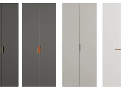 Different Colored Cabinet Doors With Metal Handles In Various Shades 3d model
