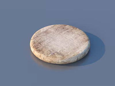 Natural Textured Round Wooden Chopping Board For Kitchen Household Use 3d model