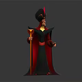 Mysterious Character In Black And Red Robe With Pointed Hat Holding Staff