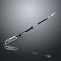 Modern Sci Fi Spear Like Weapon With Black Shaft Silver Spearhead And Blue Accents