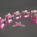 Pink Interactive Zone With Multiple Booths Decorations And Cross Arrows