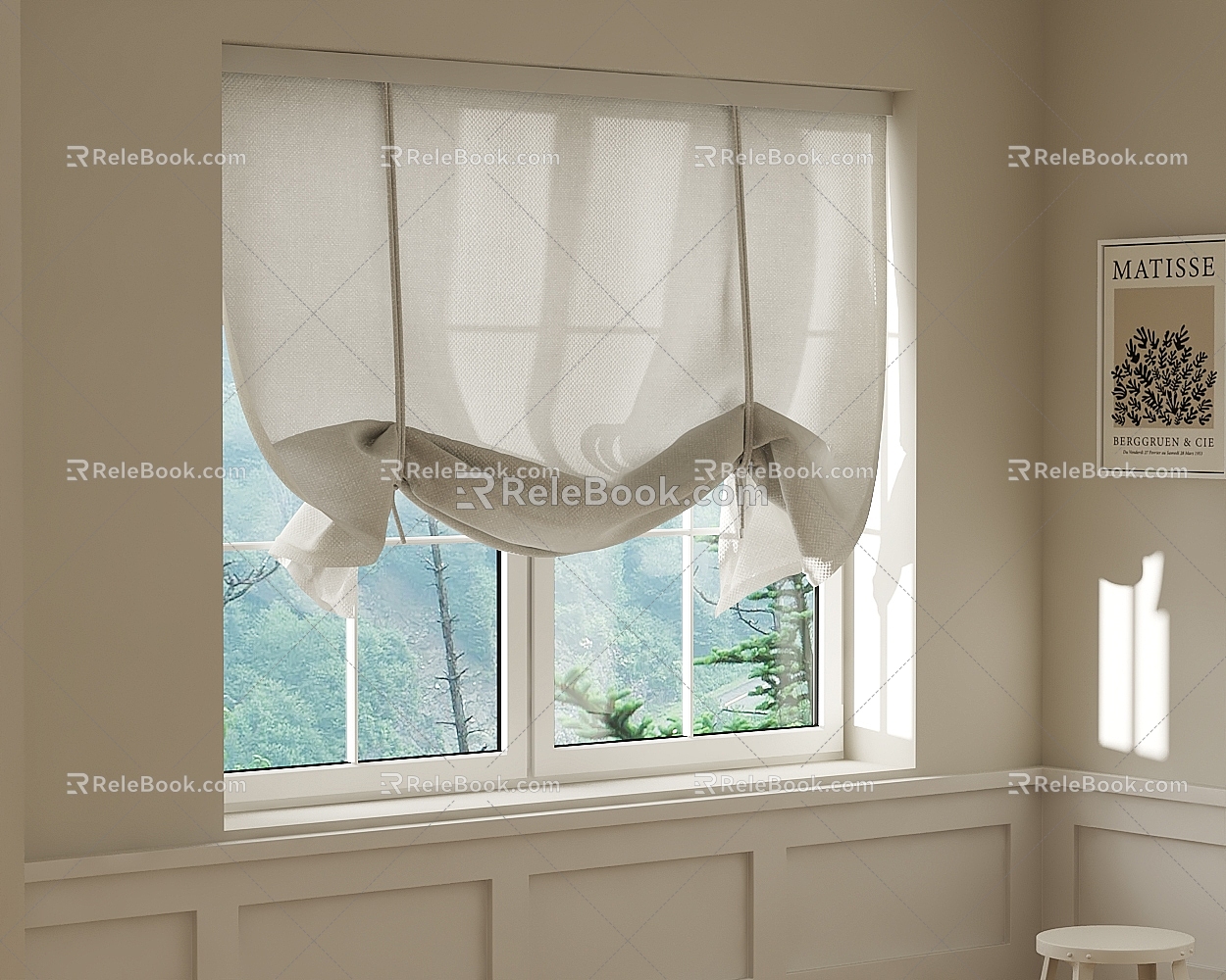 Nordic Roman Curtain Bedroom Roman Curtain 3d model