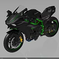 Sleek Black Motorcycle Featuring Green Accents And Modern Sporty Design Elements