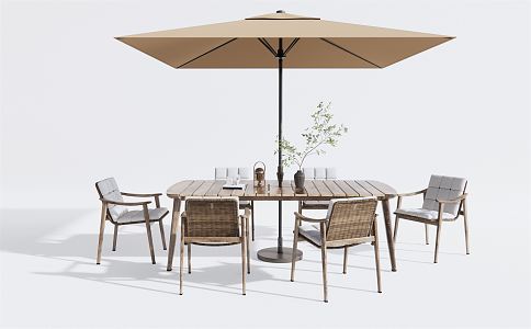 Modern Outdoor Table and Chair Outdoor Leisure Table and Chair Dining Table and Chair Courtyard Table and Chair Rattan Leisure Chair 3d model