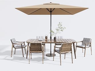 Modern Outdoor Table and Chair Outdoor Leisure Table and Chair Dining Table and Chair Courtyard Table and Chair Rattan Leisure Chair 3d model