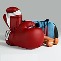 Essential Sports Equipment Including Red Boxing Gloves Blue Gym Bag Jump Ropes And Orange Dumbbells