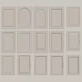 White Door Panels with Various Shapes Neatly Arranged on Wall for Interior Design