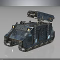 Futuristic Blue Tracked Armored Weapon Vehicle With Turret Cannon And Mechanical Design Features