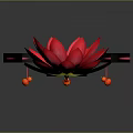 Vibrant Red Blooming Lotus Flower With Glowing Accents On Black Square Base