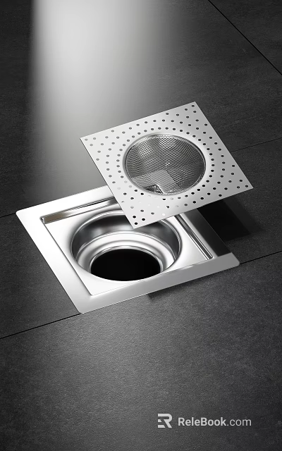 Stainless Steel Bathroom Floor Drain With Perforated Cover For Efficient Drainage 3d model 