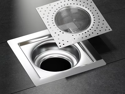 Stainless Steel Bathroom Floor Drain With Perforated Cover For Efficient Drainage 3d model