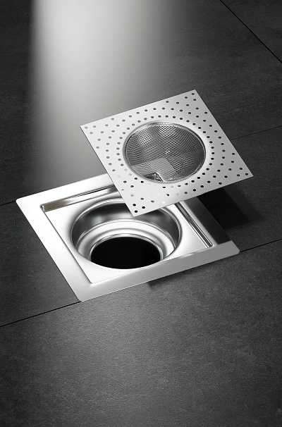 Stainless Steel Bathroom Floor Drain With Perforated Cover For Efficient Drainage 3d model