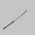 Traditional Long Sword With Silver Curved Blade And Brown Wooden Handle On Red Background