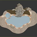Outdoor Garden Pool Design With Two Connected Pools Stone Tile Surround And Waterfall Feature
