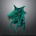 Green Fantasy Creature Character With Spiked Body Sharp Teeth And Multiple Limbs 3d model
