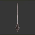 Antique Decorative Weapon With Long Textured Handle And Metallic Spearhead Design