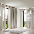 Modern Dream Curtain Roman Rod Curtain Linen Curtain White Gauze Curtain Light Transmission Curtain 3d model