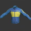 Blue And Yellow Casual Sporty Track Jacket With White Stripes And Chest Logo