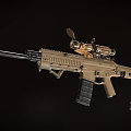 Sand Colored Military Tactical Rifle With Optic Sight Tactical Barrel And Magazine