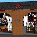 Sporty Clothing Store Interior With Mannequins White Clothes Shoes And Yellow Balls