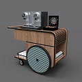 Functional Mobile Cart With Wooden Structure Appliances And Cup Storage 3d model