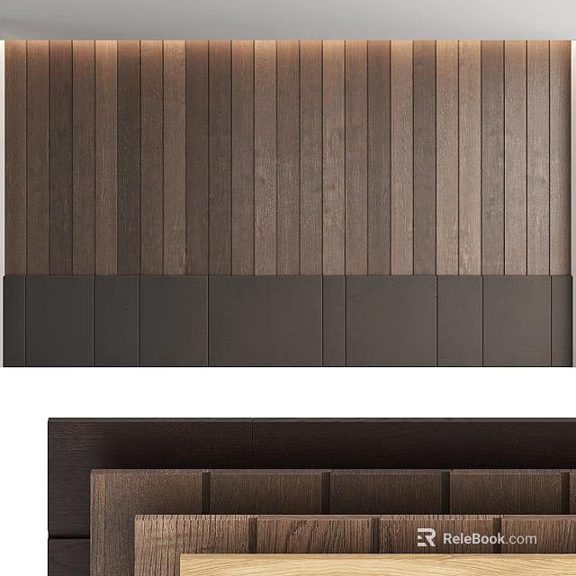 Dark Brown Wooden Wall Paneling With Vertical Planks And Textured Surface 3d model 