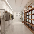 Modern Clothing Store Interior With Display Racks Mannequins Wooden Tables And Plants