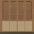 Modern Wooden Wardrobe Design With Rattan Panels And Sliding Storage Doors