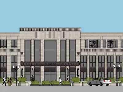 modern clubhouse building neoclassical multi-storey 3d model