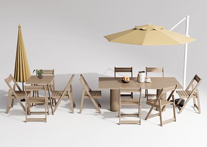 Nordic Outdoor Table and Chair Outdoor Table and Chair Combination Dining Table and Chair Leisure Chair 3d model