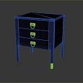 Sleek Black Modern Nightstand With Three Drawers Gold Handles And Legs