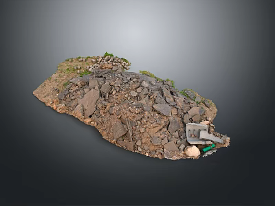 Realistic Terrain Model With Rocks Soil Vegetation And Small Structure Details 3d model