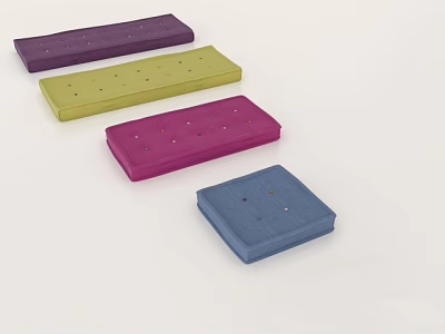 Colorful Decorative Upholstered Pads in Purple Yellow Pink Blue with Small Dots on Light Background 3d model