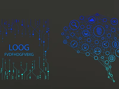 Science and technology line science and technology elements 3d model