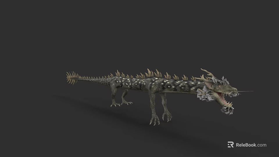 Game And Movie Dragon Character With Spikes Scales Open Mouth And Sharp Teeth 3d model 