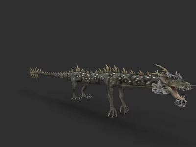 Game And Movie Dragon Character With Spikes Scales Open Mouth And Sharp Teeth 3d model