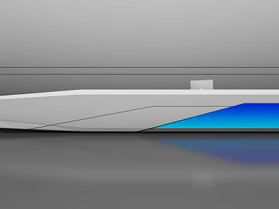 Sleek Modern Reception Desk Design With White Surface And Blue Accent 3d model