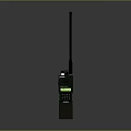 Portable Walkie Talkie With Long Antenna Black Body Display Screen And Control Buttons